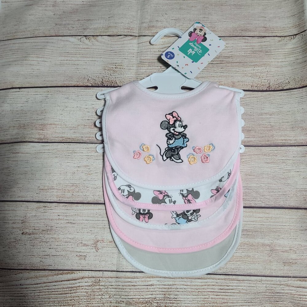 Disney Baby Minnie Mouse 5-Pack Bib Set - NWT